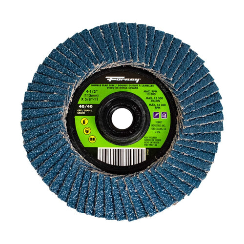 Forney Industries Double Sided Flap Disc, 40/40 Grits, 4-1/2 in