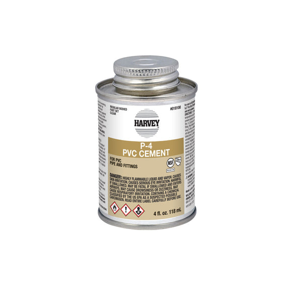 William H Harvey 4 oz. P-4 PVC Regular Body Clear Cement